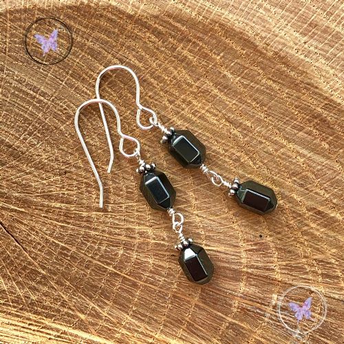 Hematite Faceted Drop Earrings